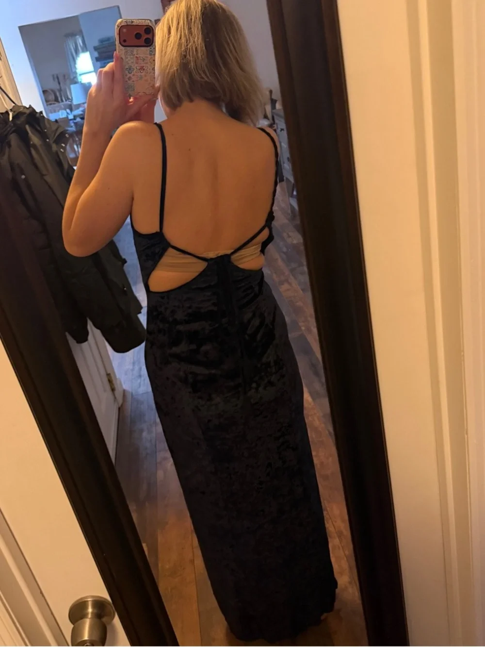 Velvet Strappy Slip Dress in Deep blue - Picture 2 of 4